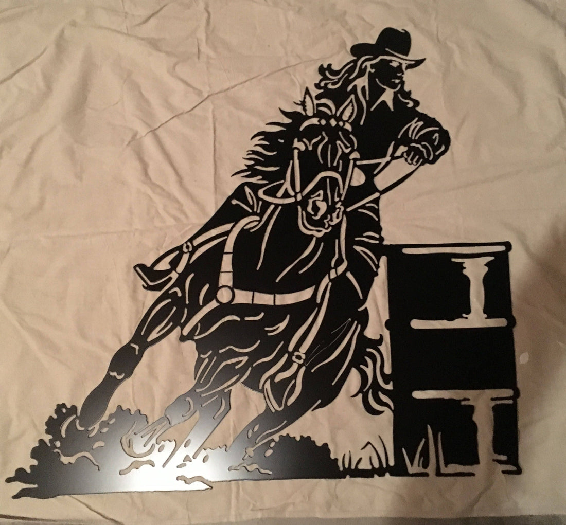 barrel racer metal art