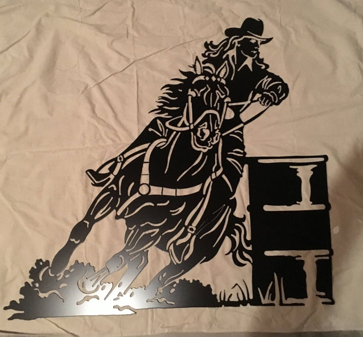 barrel racer metal art
