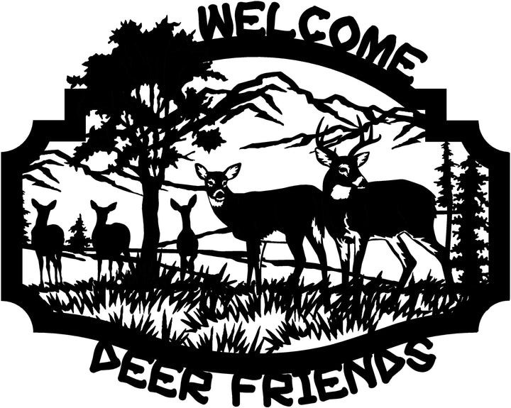 3ft Metal Sign with WELCOME DEER FRIENDS