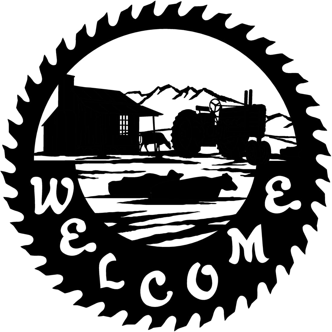 3ft Metal Sign with WELCOME farm scene
