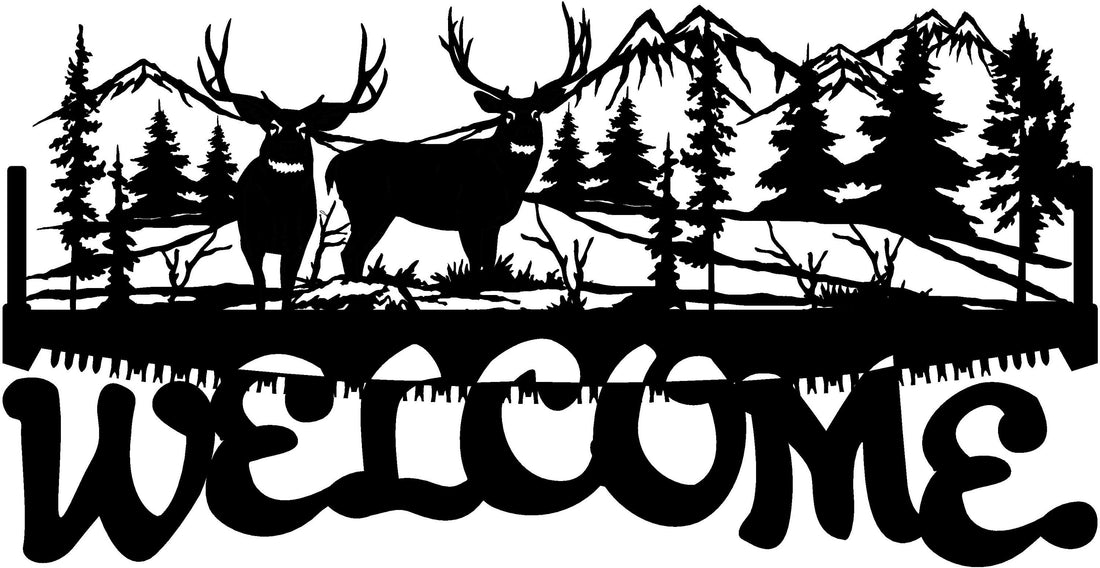 4ft Metal Sign with WELCOME DEER scene