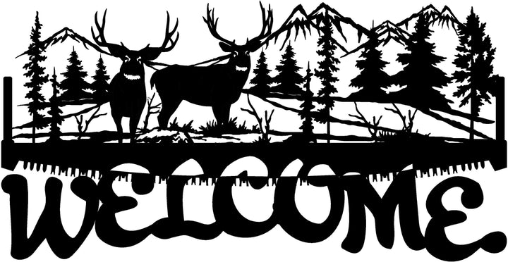 4ft Metal Sign with WELCOME DEER scene