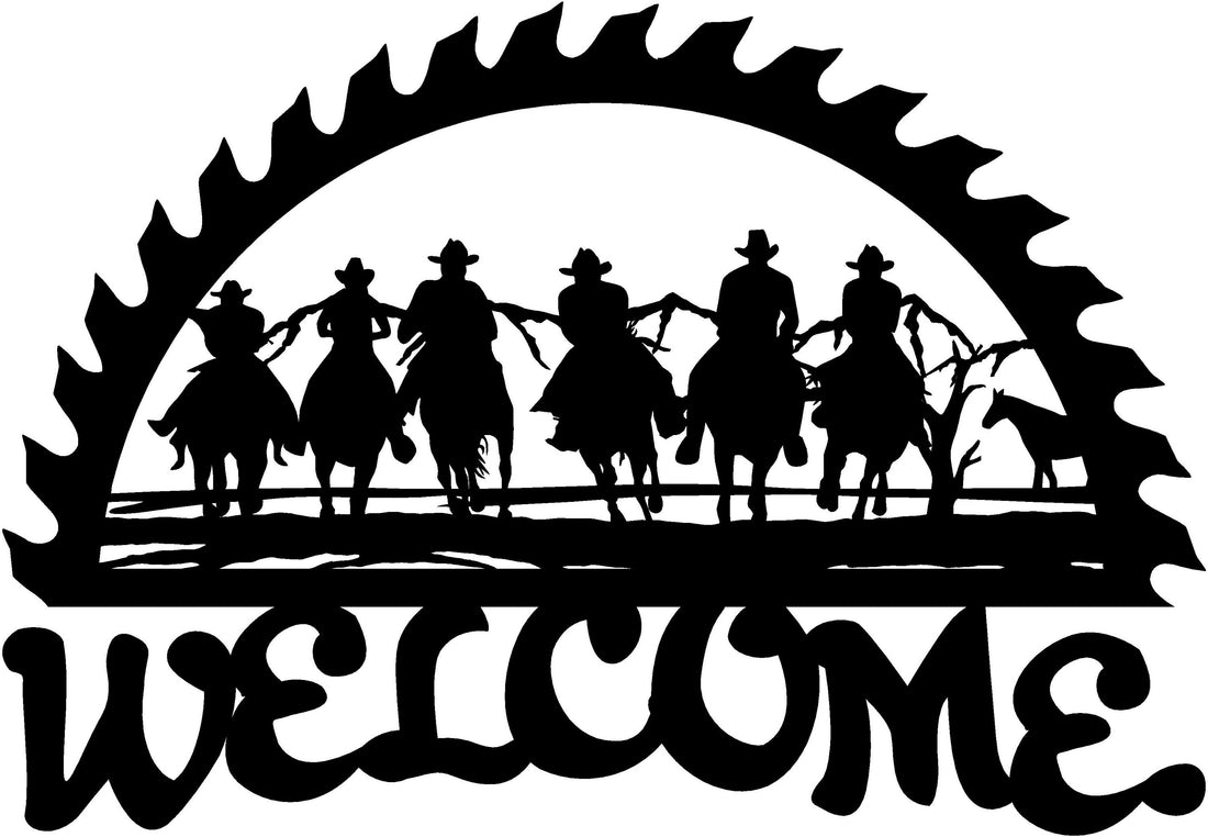 46in Metal Sign with WELCOME cowboy scene