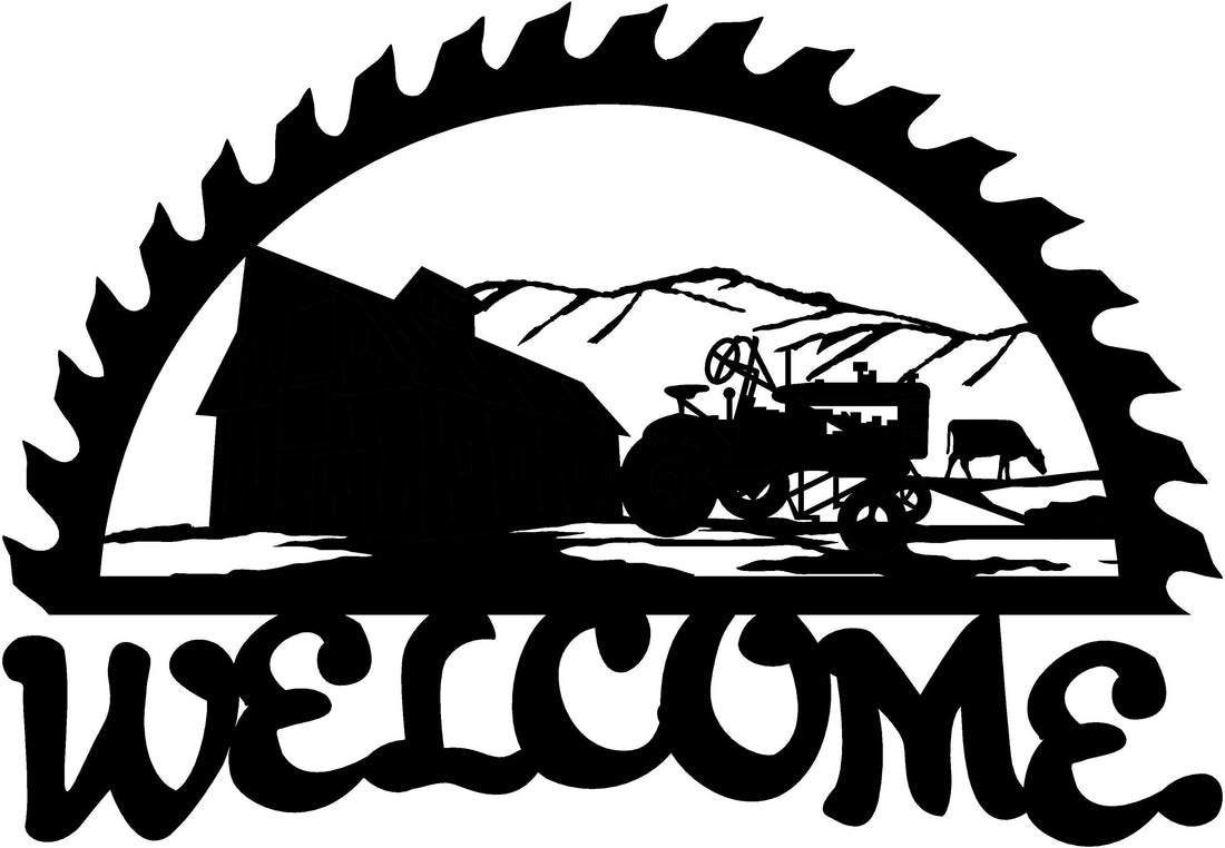 46in Metal Sign with WELCOME farm scene