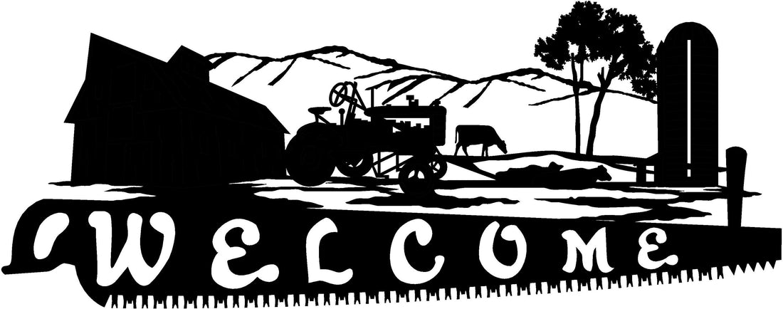 4ft Metal Sign with WELCOME farm scene