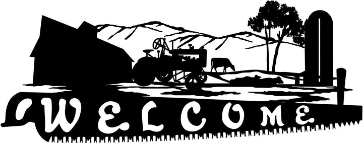 4ft Metal Sign with WELCOME farm scene
