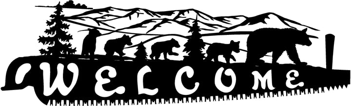 4ft Metal Sign with WELCOME bear scene