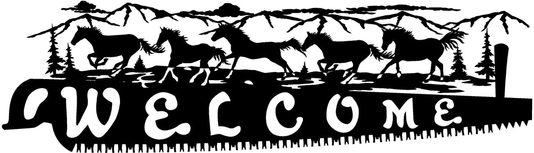 4ft Metal Sign with WELCOME horse scene