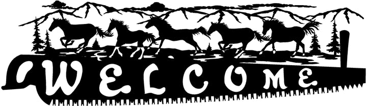4ft Metal Sign with WELCOME horse scene