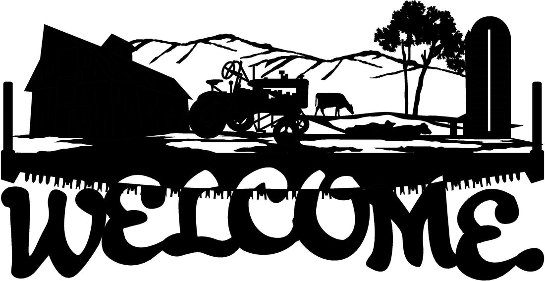 4ft Metal Sign with WELCOME farm scene