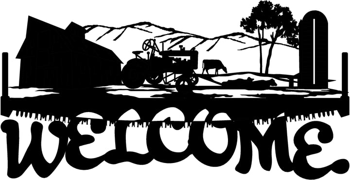 4ft Metal Sign with WELCOME farm scene