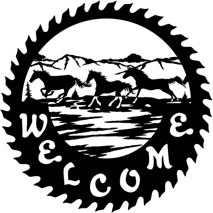 3ft Metal Sign with WELCOME horse scene