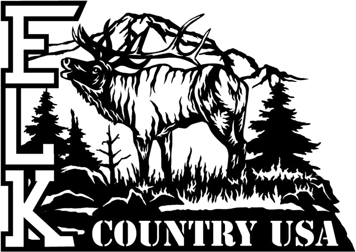 3ft Metal Sign with elk country usa scene