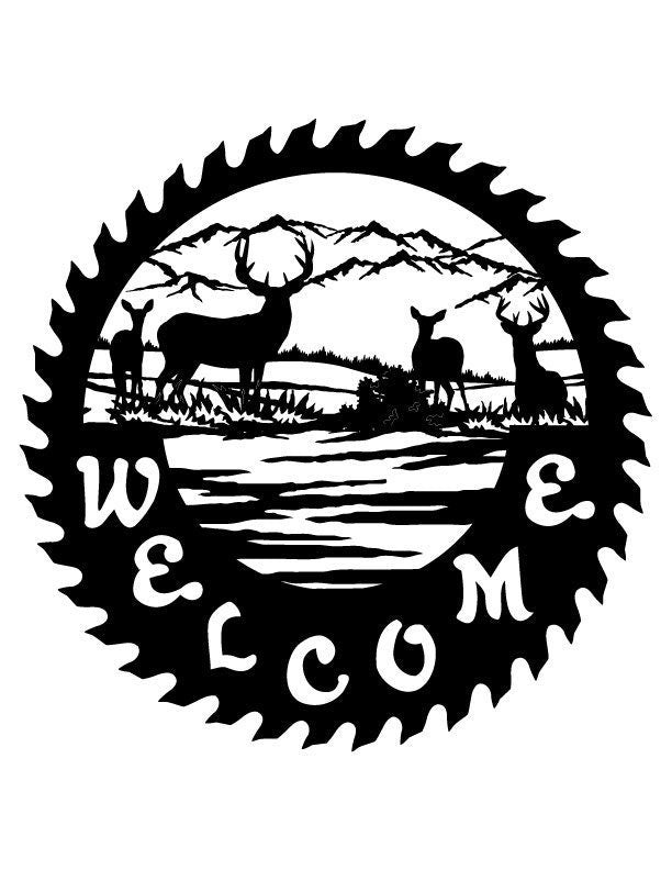 3ft Metal Sign with WELCOME DEER scene