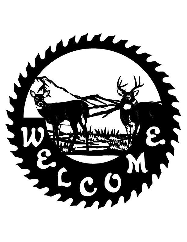 3ft Metal Sign with WELCOME DEER scene