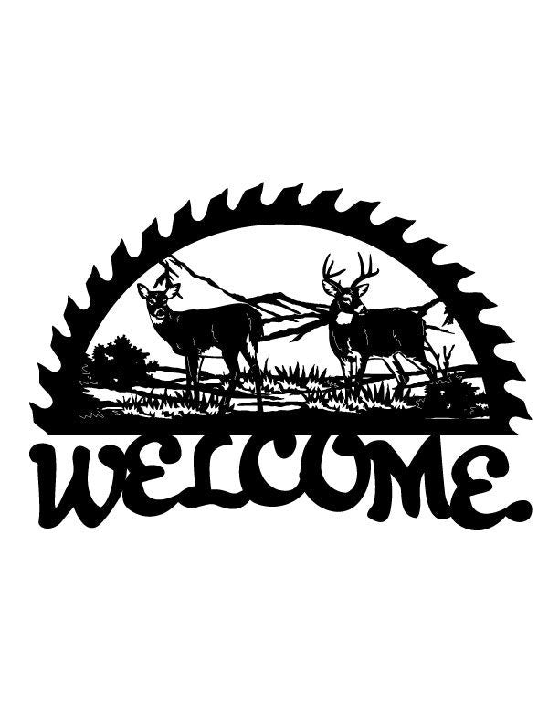 46in Metal Sign with WELCOME deer scene
