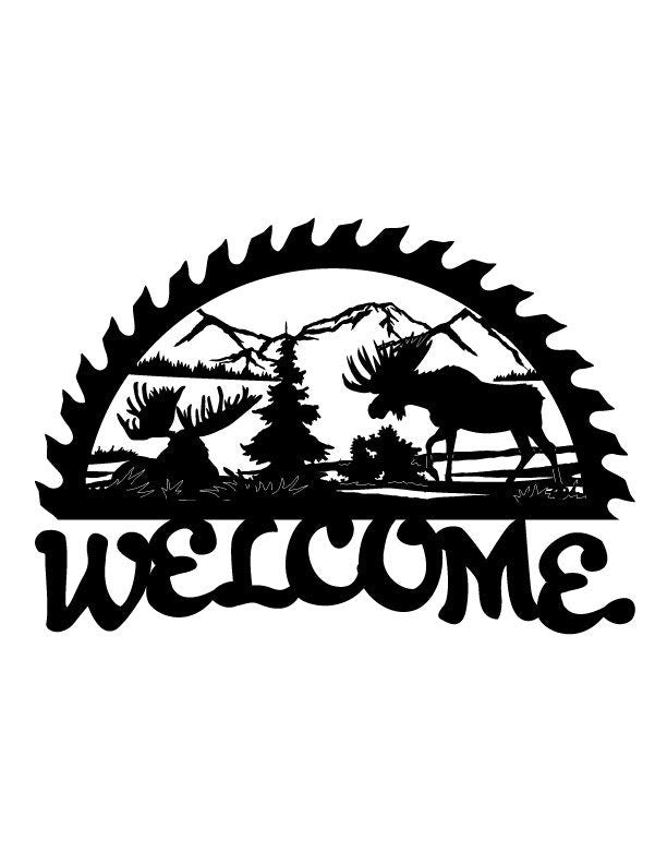 46in Metal Sign with WELCOME moose scene
