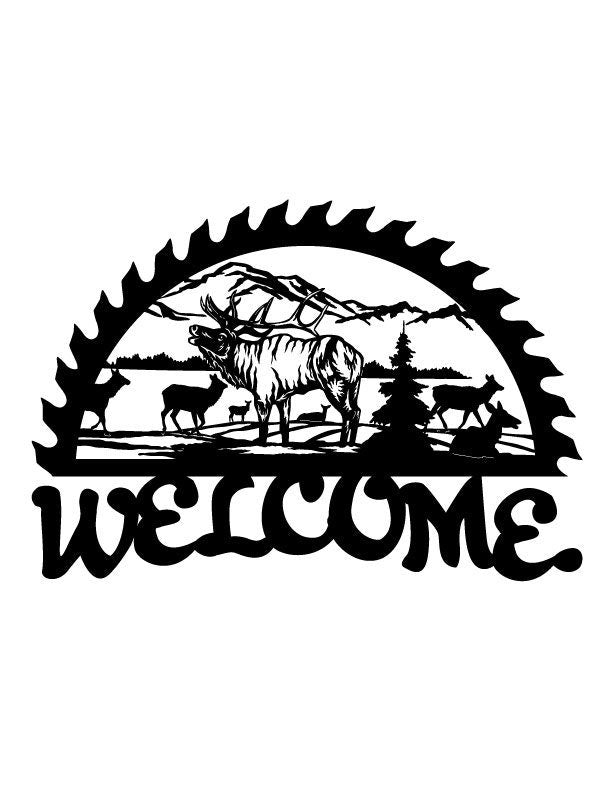46in Metal Sign with WELCOME Elk scene