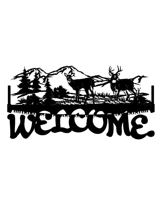4ft Metal Sign with WELCOME DEER scene
