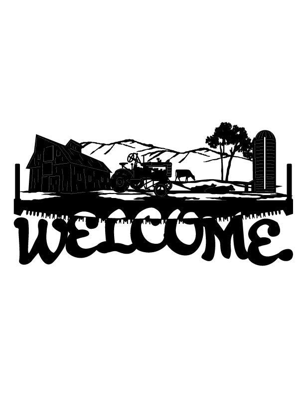 4ft Metal Sign with WELCOME farm scene
