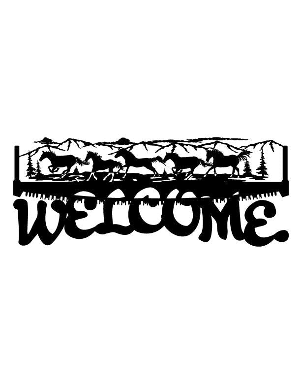 4ft Metal Sign with WELCOME horse scene