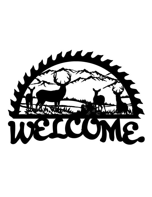 46in Metal Sign with WELCOME deer scene