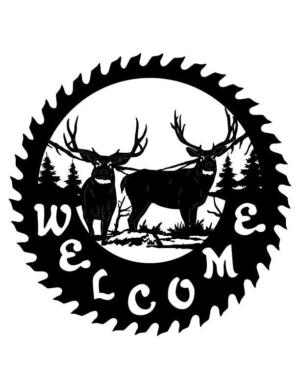 3ft Metal Sign with WELCOME DEER scene