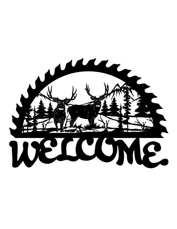 46in Metal Sign with WELCOME deer scene
