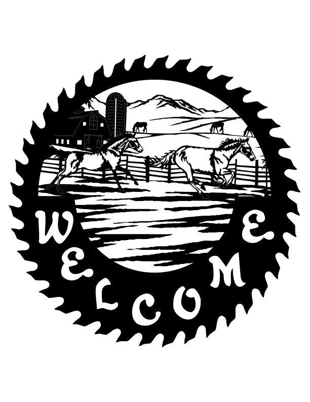 3ft Metal Sign with WELCOME horse scene