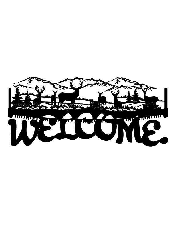 4ft Metal Sign with WELCOME DEER scene