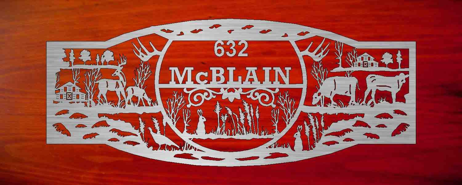 Metal Sign with wildlife cows customized with your name 72” wide large heavy gauge sign