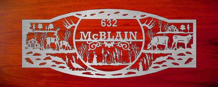 Metal Sign with wildlife cows customized with your name 72” wide large heavy gauge sign