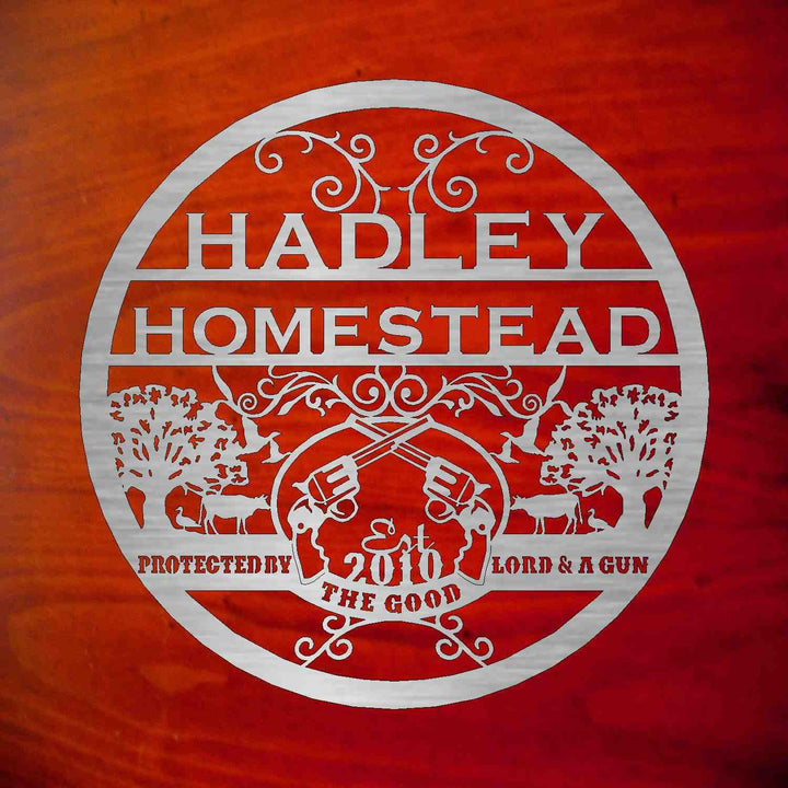 3ft Metal Sign with cows and guns customized with your name