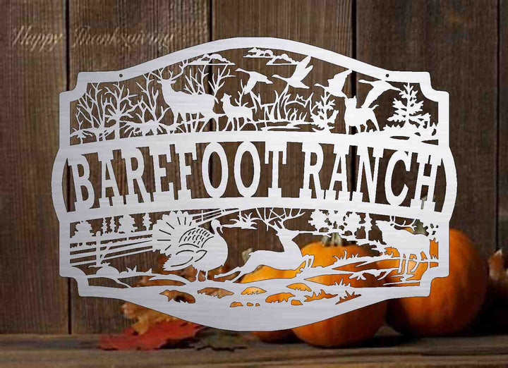 Custom Metal Sign with wildlife scene customized with your name 30938 3' wide