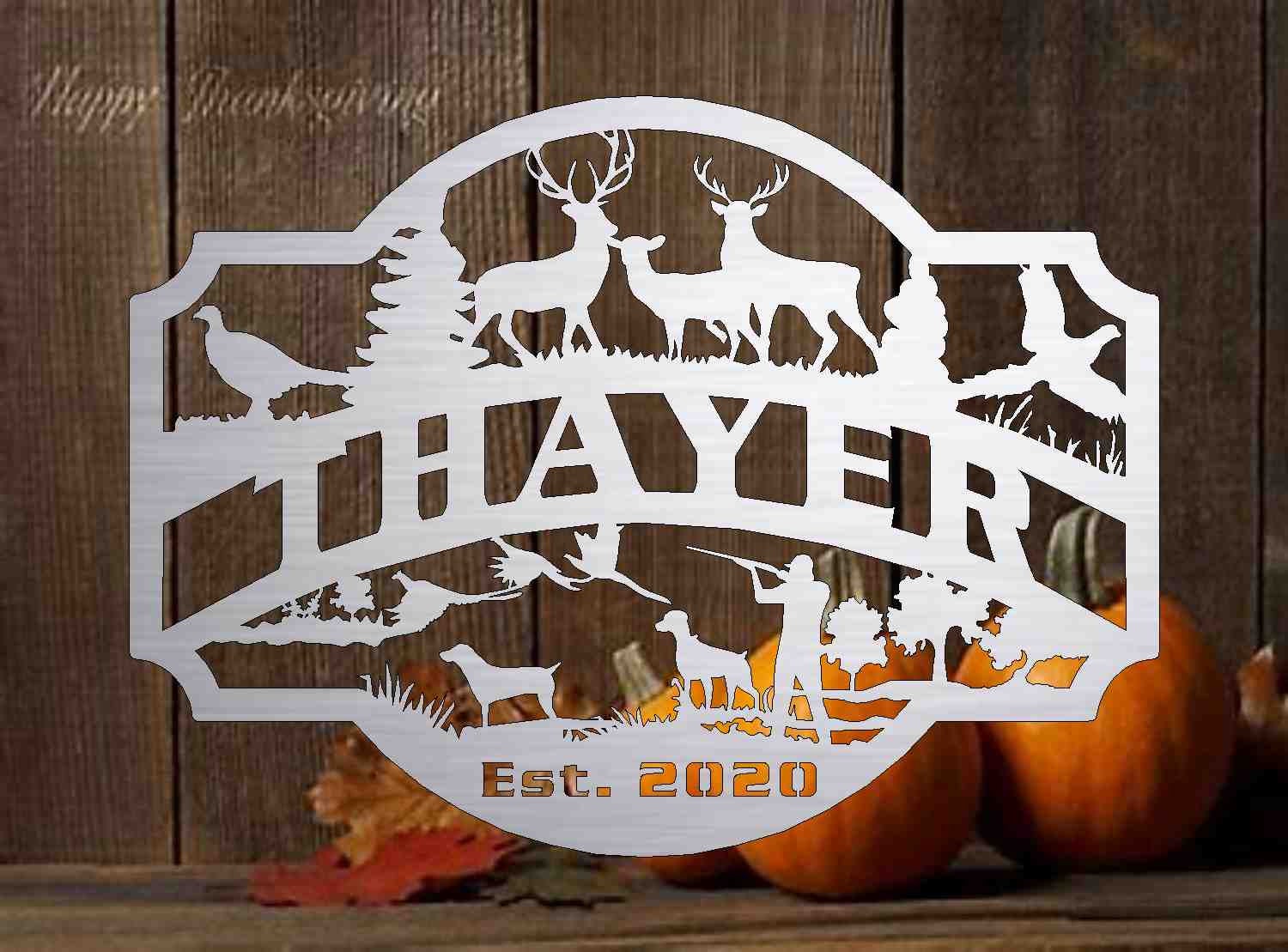 hunting scene customized with your name heavy 10ga metal 3' wide