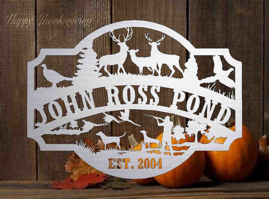 hunting scene customized with your name heavy 10ga metal 3' wide