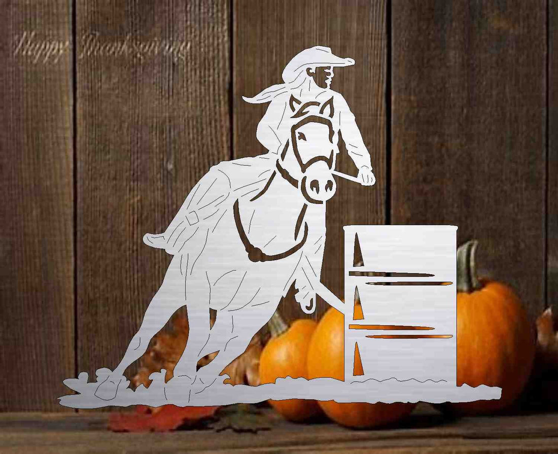 barrel racer metal art
