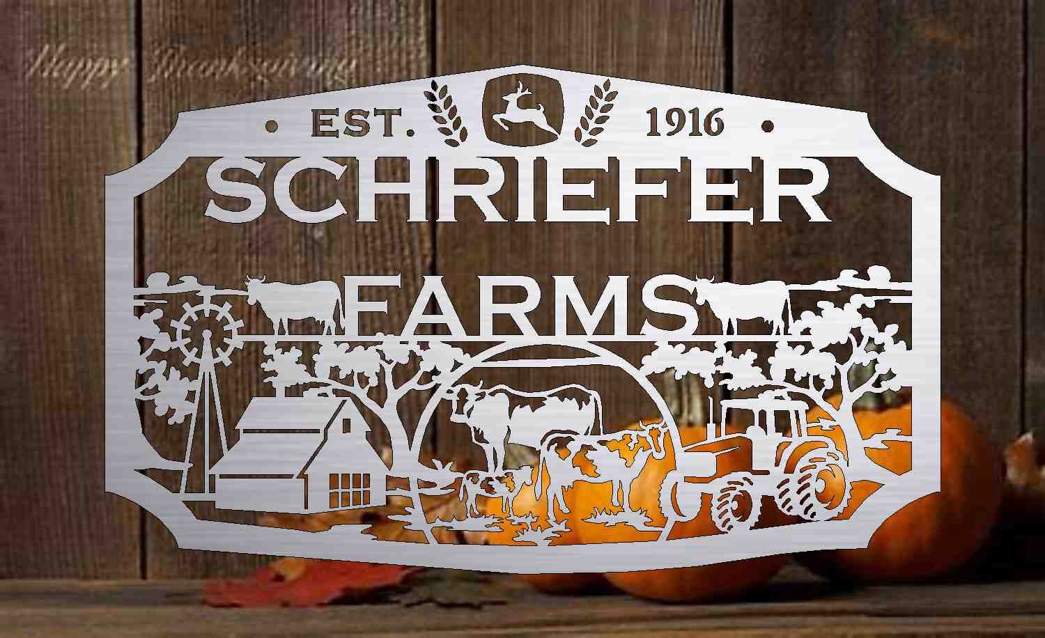 Metal Sign with barn customized with your name 36” wide