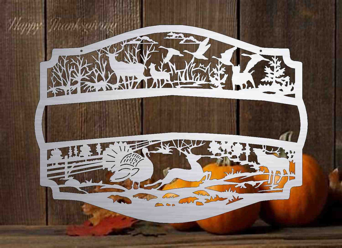 Custom Metal Sign with wildlife scene customized with your name 30938 3' wide