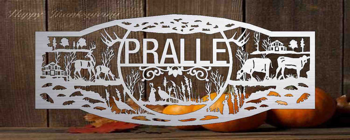 Metal Sign with cow and wildlife customized with your name large ranch sign 72” wide