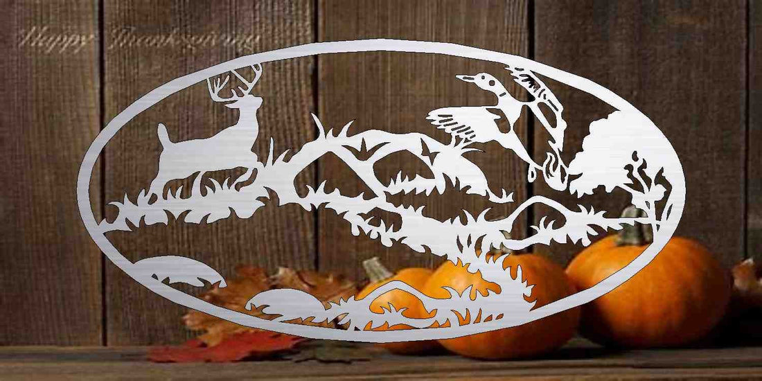 3ft Metal Sign with deer and duck customized with your name 32040