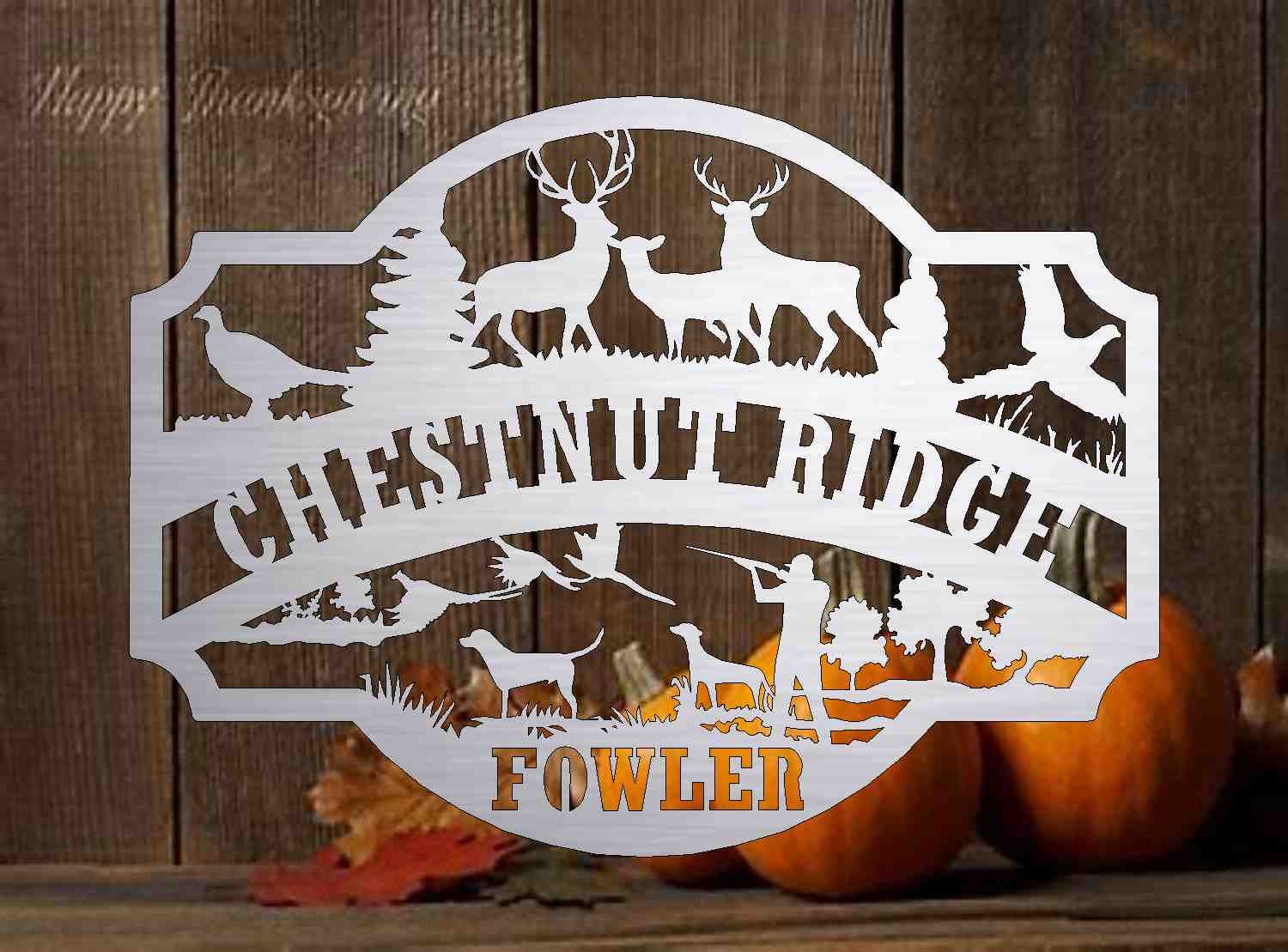 hunting scene customized with your name heavy 10ga metal 3' wide