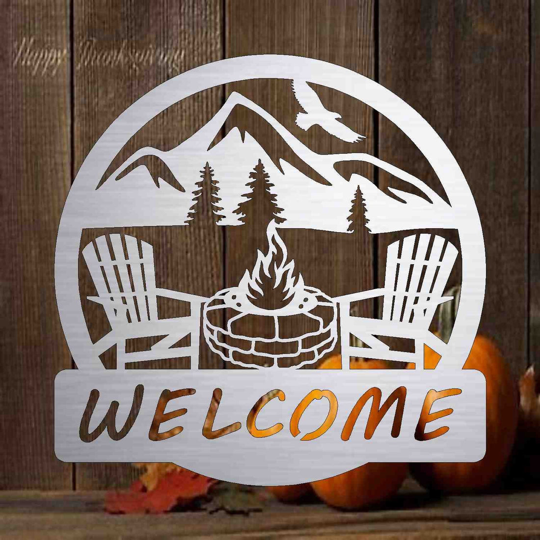 Stone Firepit Camping Monogram Sign customized with you text