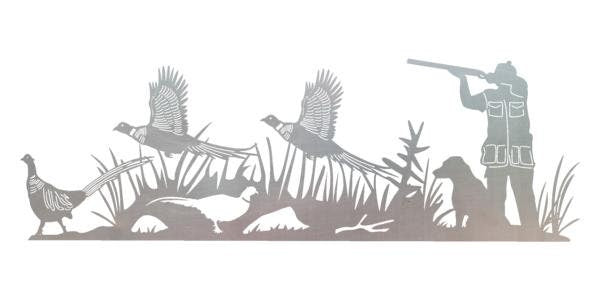 pheasant hunting scene can be customized with your text 48” wide