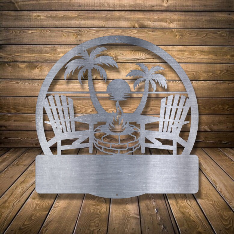 Beach Camping Monogram Sign - Personalized Metal Sign - Home Decor - Monogram Gifts - Patio Decor - beach Art , Door Monogram,