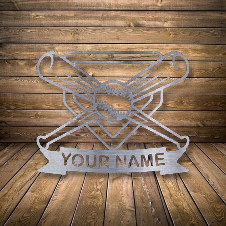 baseball Monogram Sign - Personalized Metal Sign - Home Decor - Monogram Gifts - Patio Decor - baseball Art , Door Monogram,