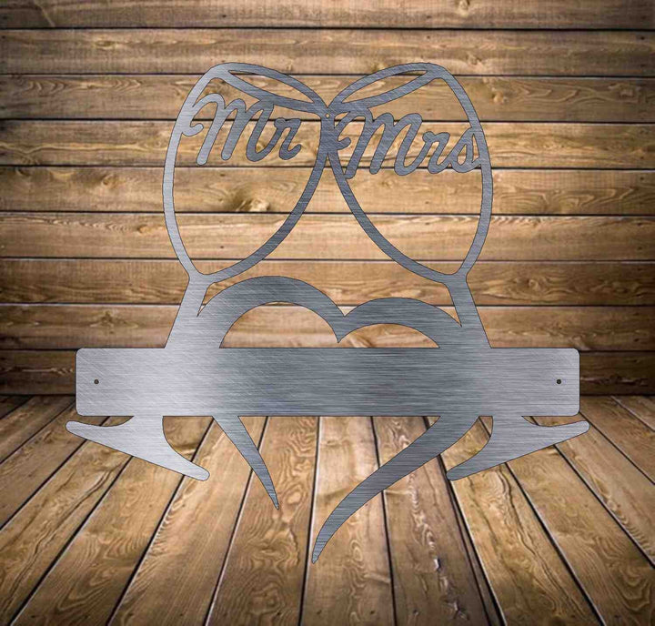 MR and MRS wine glasses Monogram Sign - Personalized Metal Sign - Home Decor - Monogram Gifts - Patio Decor - mr & mrs Art , Door Monogram,