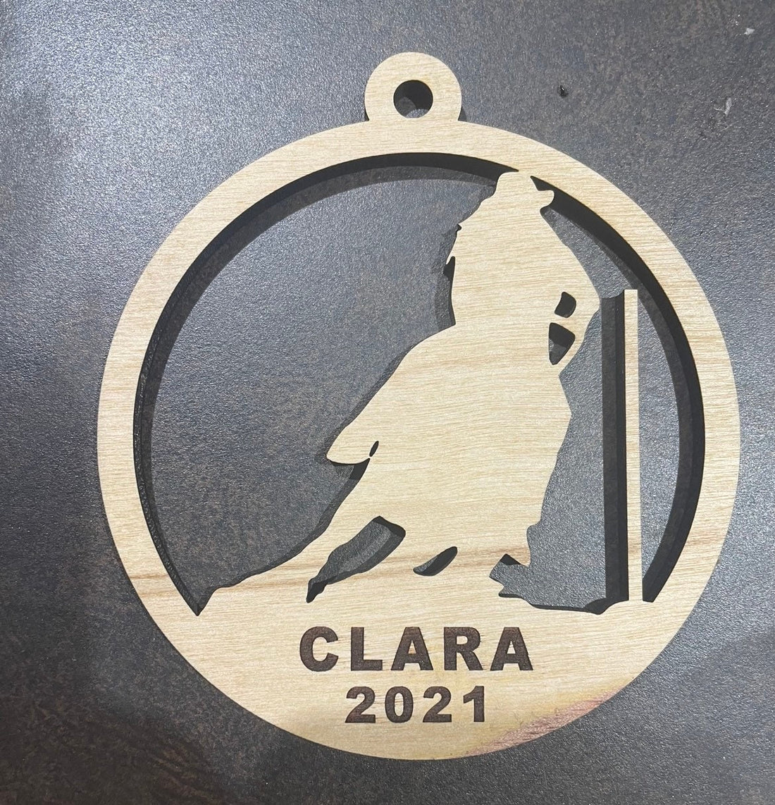 Pole bending Christmas ornament customized with your name and #