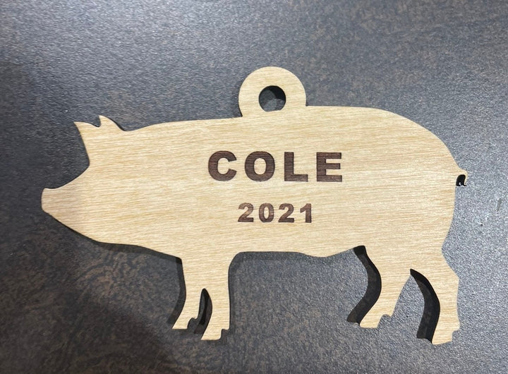 Pig Christmas ornament customized with the year on it and name