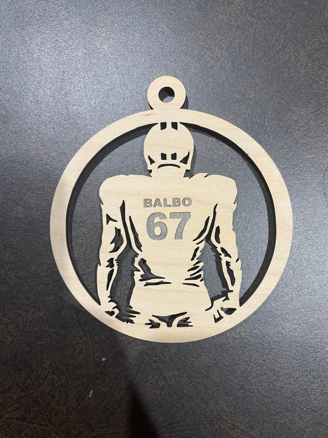 Football player Christmas ornament customized with your name and #